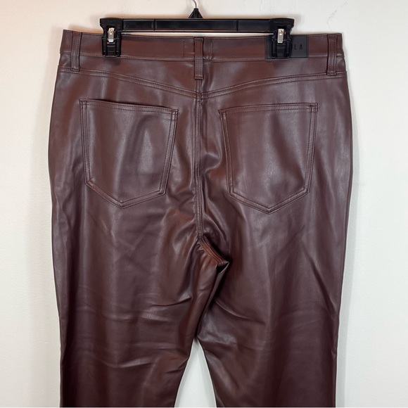 PISTOLA Cassie Faux Chocolate Brown Leather High-Waist Straight Leg Pants - Picture 4 of 11